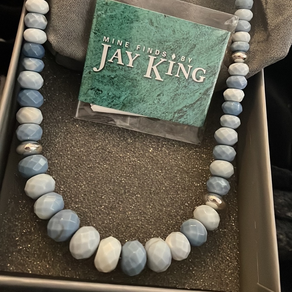 Blue Opal Bead with sterling silver accents Necklace by Jay King - Picture 8 of 13